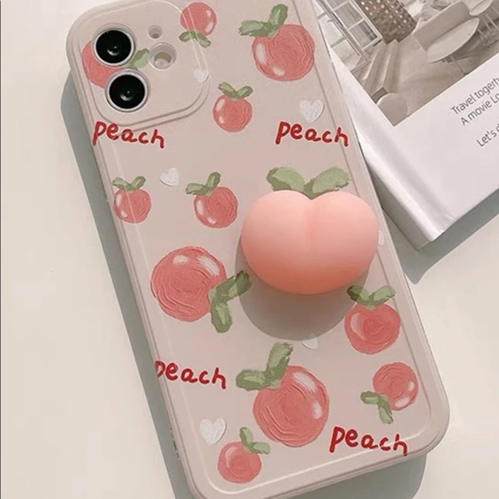 3D peach decor phone case